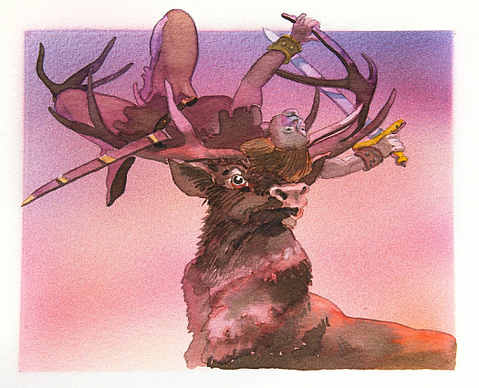 The Stag Scoffed, Threw a Mound of Earth In the Air In Disdain, then Lifted Amada Up On His Horns