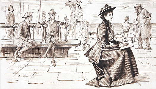 Unlucky ComplimentsShy but Susceptible Youth: 'Er Could You Tell Me Who That Young Lady Is - Sketching?'Affable Stranger: 'She Has the Misfortune to Be My Wife!'Shy but Susceptible One (Desperately Anxious to Please, and Losing All Presence of Mind): -Oh - the Misfortune's Entirely Yours, I'm Sure!'