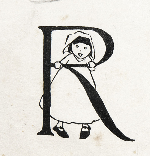 Initial Letter R, with Little Red Riding Hood