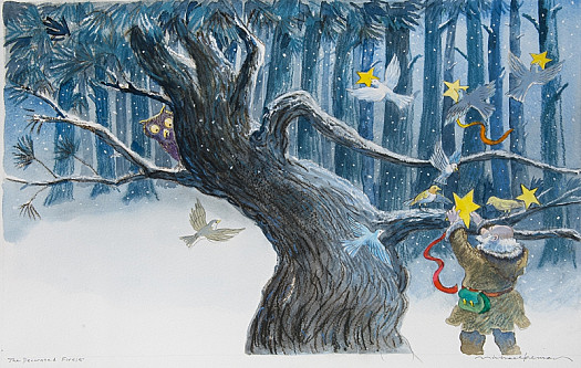 The Old Man Chose a Few of the Most Beautiful Stars from His Sack and Began to Decorate the Branches