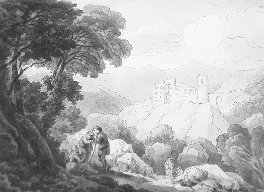 Figures Resting In a Hill Landscape