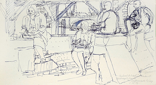 Central Art School Students Sketching At South Bank by Southwark Bridge