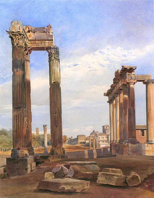 The Temples of Vespasian and Saturn, with the Temple of Castor Beyond, the Forum, Rome