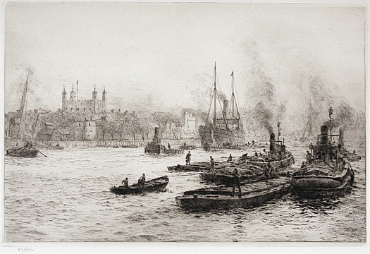 Thames Barges Passing the Tower of London