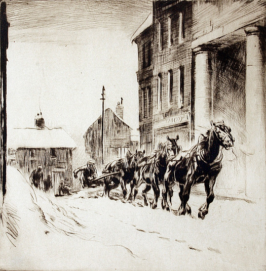 Horse-Drawn Snow Plough, C1920