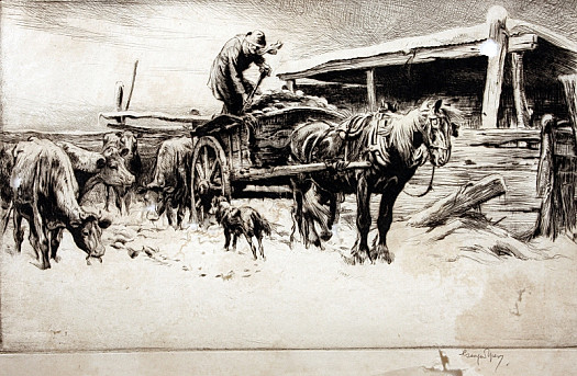 Winter: Feeding Cattle, 1920