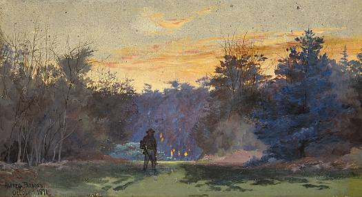 Hunter in Sunset Landscape
