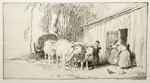 French Farm with Ox Cart, C1927