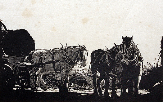 Three Horses with a Log Cart, C1932