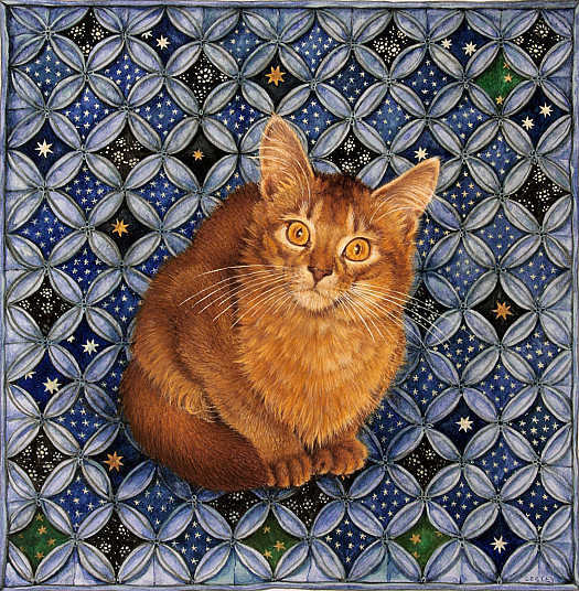June's Cat Simba On Starry Cathedral Patchwork