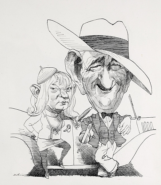 Lyndon Johnson and Dean Rusk as Bonnie and Clyde