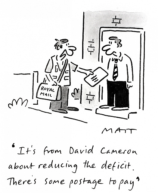 It's from David Cameron About Reducing the Deficit. There's Some Postage to Pay