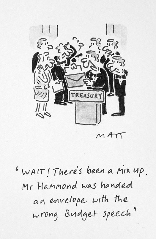 Wait! There's Been a Mix Up. Mr Hammond Was Handed an Envelope With
the Wrong Budget Speech