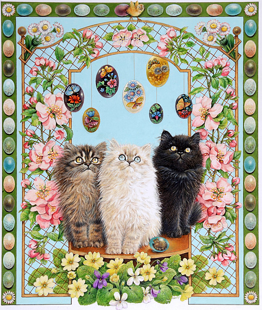 Easter with Anne's Kittens &ndash; Fionora, Cherubino and Dickens