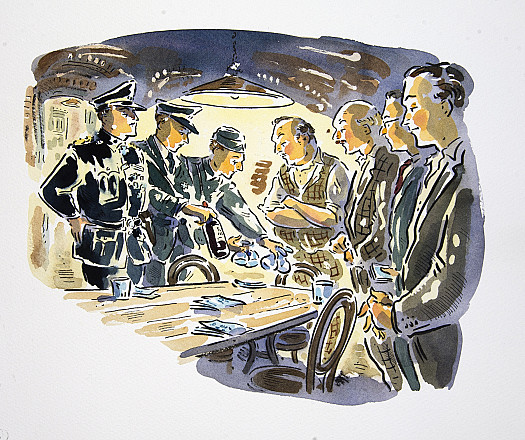 'Please be seated, Mr Mayor, gentlemen,' said the commandant as Captain Hoffmann put a bottle of wine  on the centre of the table