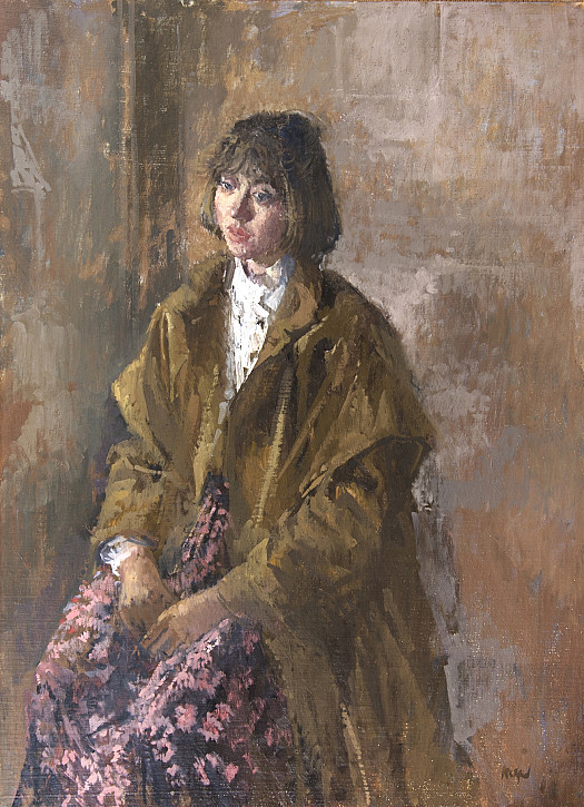 Portrait of a Young Woman Wearing a Brown Coat