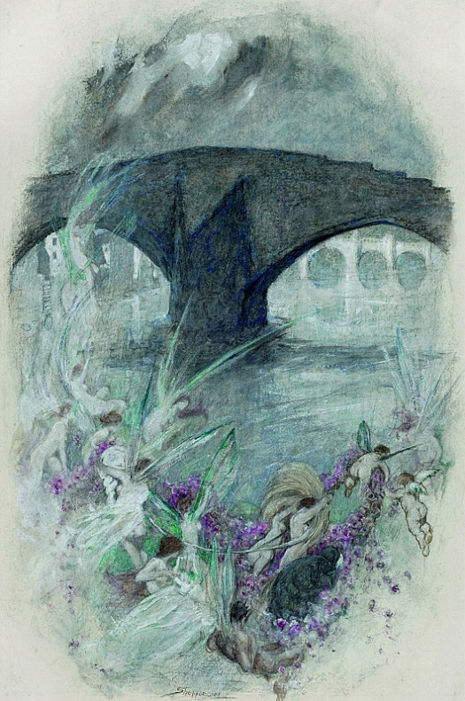 The Fairies Night Flight by Bridge and River