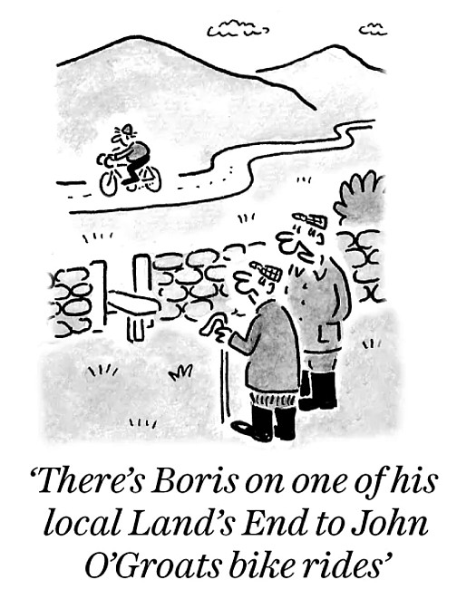 There's Boris on one of his local Land's End to John O'Groats bike rides