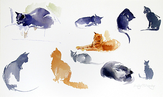 Studies of Blue and Ginger Cats