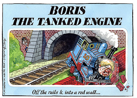Boris The Tanked EngineOff the rails &amp; into a red wall ...