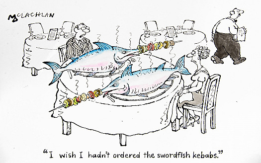 I wish I hadn't ordered the swordfish kebabs