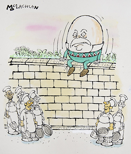 Chefs waiting for Humpty Dumpty to fall