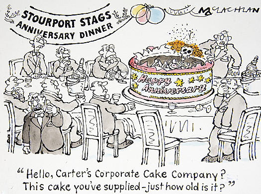 Hello, Carter's Corporate Cake Company? This cake you've supplied - just how old is it?