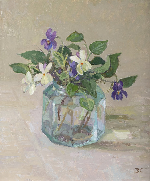 Glass Jar with Violets
