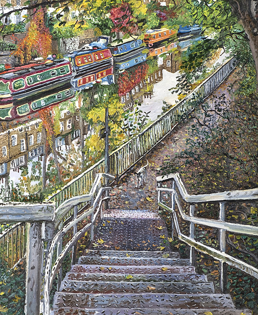 Steps Down to the Canalside Walk, Regents Canal, Islington