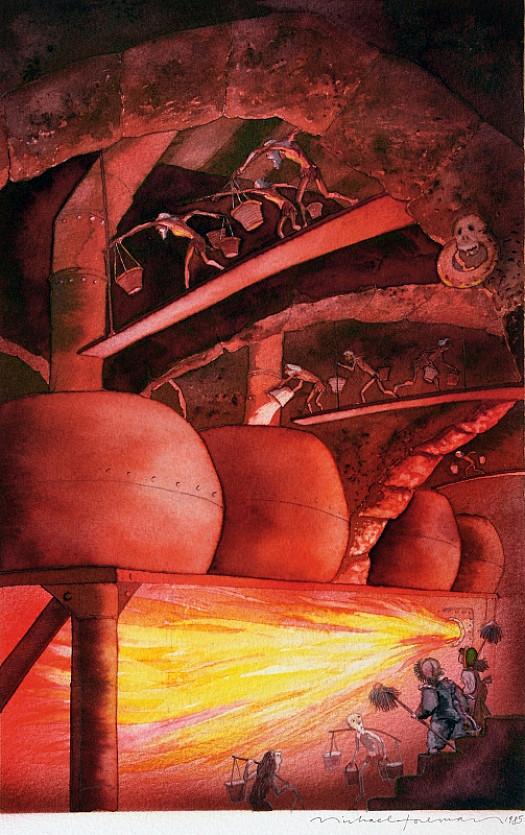 Above the Flame, Huge Caldrons Had Been Placed On a Great Iron Frame