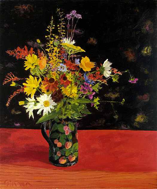 Garden Flowers In a Black Jug