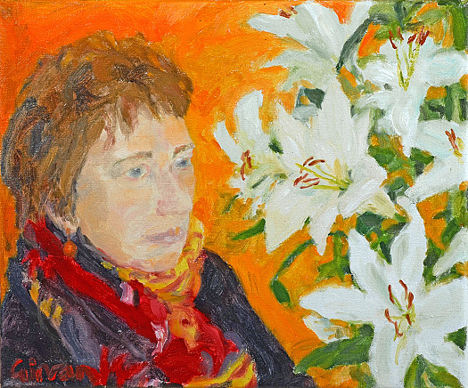 Self Portrait with Lilies