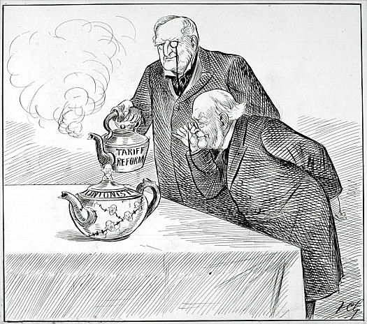 The Unionist Tea PotLord Halsbury: Yes, At Present It Seems to Be Thoroughly United; but Wouldn't It Be as Well Not to Put Any Hot Water Into It just Now?[Lord Halsbury, Speaking At a United Club Smoking 'At Home', On Tuesday Night, Said That 'He Did Not Think It Necessary to Make Any Pronouncement Which Might Divide the Unionist Party,' Since 'They Were, At Present, Thoroughly United.']