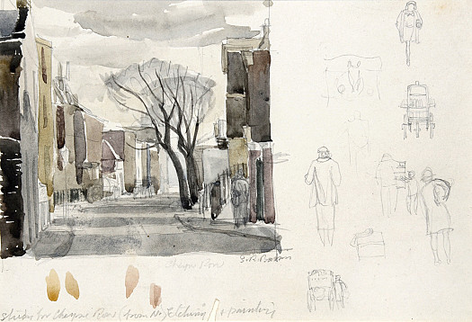 Study For Cheyne Row (from the N)Etching and Painting