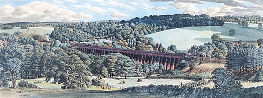 Set of Six Carriage Prints consisting of: Welwyn Viaduct Hertfordshire; Yarm Yorkshire; Croxdale Viaduct near Durham; Almouth Northumberland; Berwick on Tweed Northumberland  and Kelso Roxburghshire