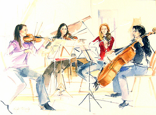 The Quartet Rehearsing- the Stanford Quartet