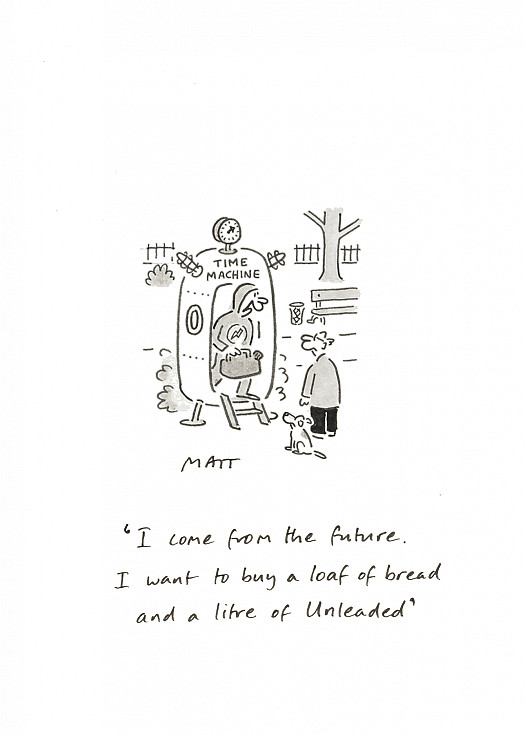 I come from the future. I want to buy a loaf of bread and a litre of Unleaded