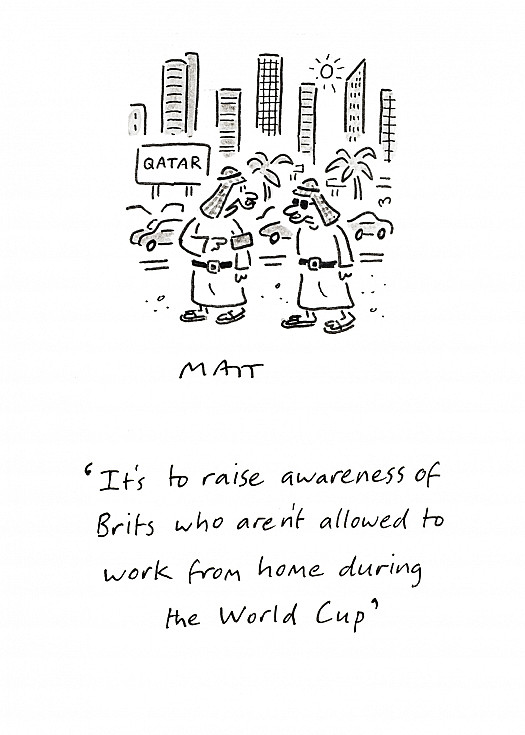 It's to raise awareness of Brits who aren't allowed to work from home during the World Cup