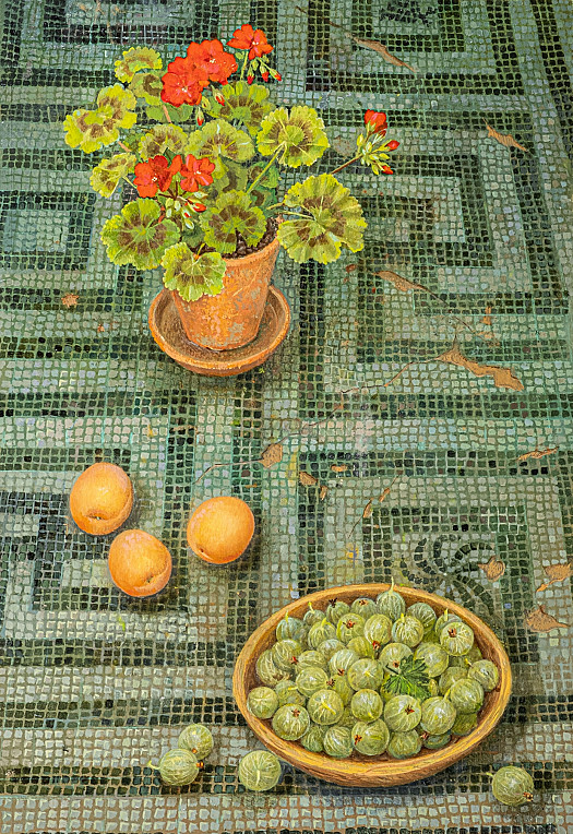 Geranium and Gooseberries on Mosaic