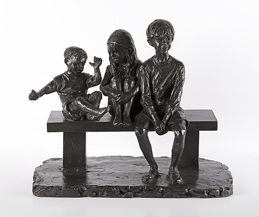 Three Children on a Bench