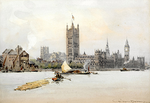 The Houses of Parliament from the River Thames