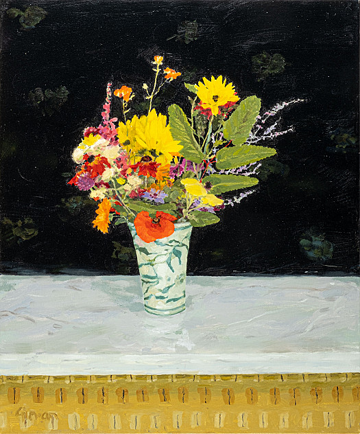 Sunflowers, Poppies and Leaves