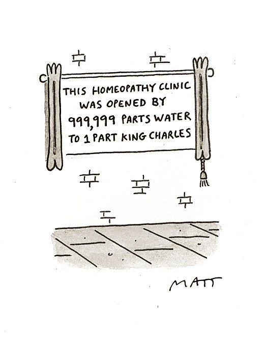 This Homeopathy Clinic was opened by 999,999 parts water to 1 part King Charles