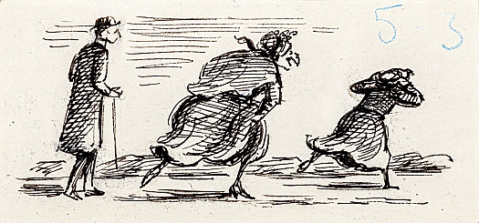 'Hee-haaaaaaaaaw,' said Evangeline; and she kicked up her heels and bolted. Aunt Adelaide Stitch picked up her long skirts and bolted after her. Adolphus Haversack twirled his stick and followed them languidly