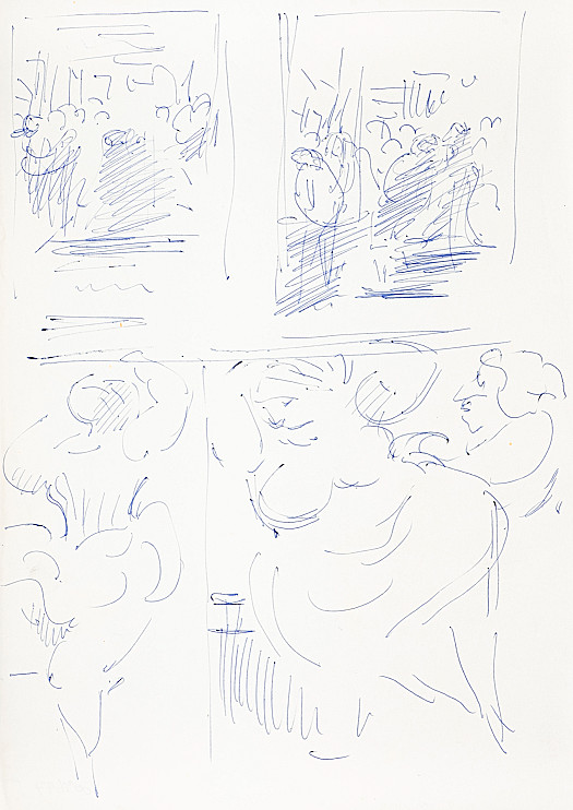 A Series of sketches, including a large dancing woman