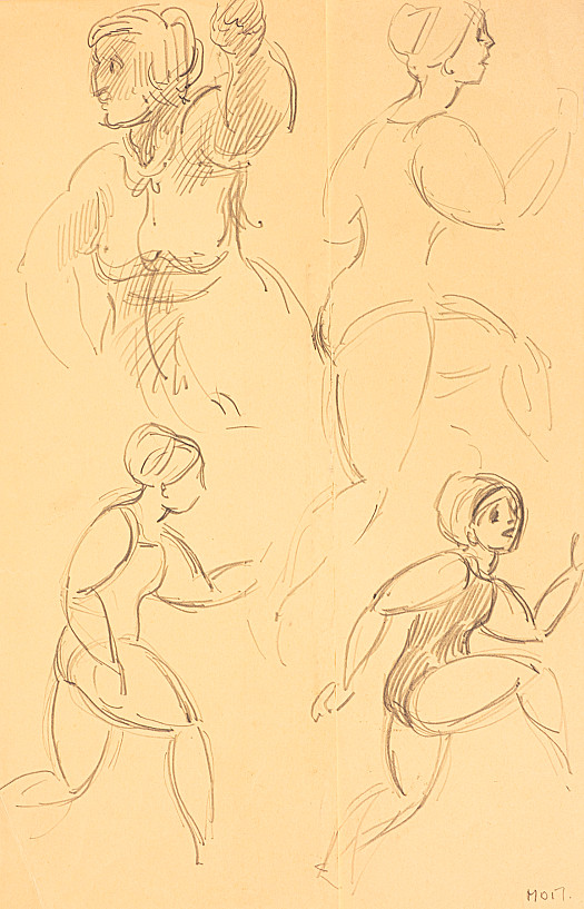 Sketches of a running woman