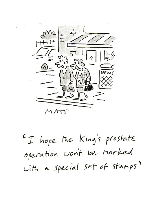 I hope the King's prostate operation won't be marked with a special set of stamps