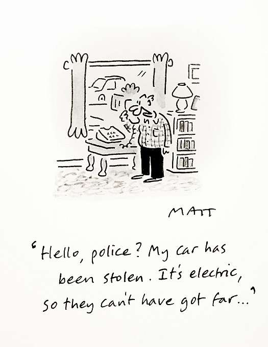 Hello, police? My car has been stolen. It's electric, so they can't have got far ...
