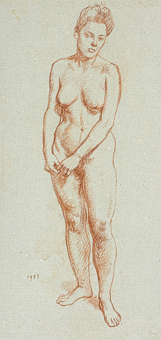Standing Nude with Linked Hands