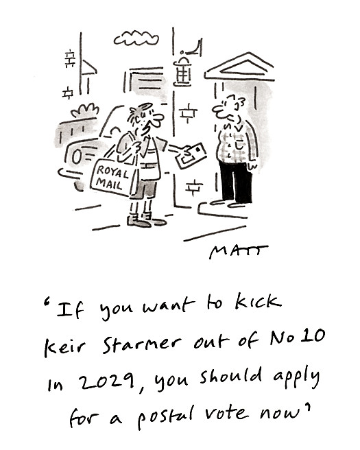 If you want to kick Keir Starmer out of No 10 in 2029 you should apply for a postal vote now